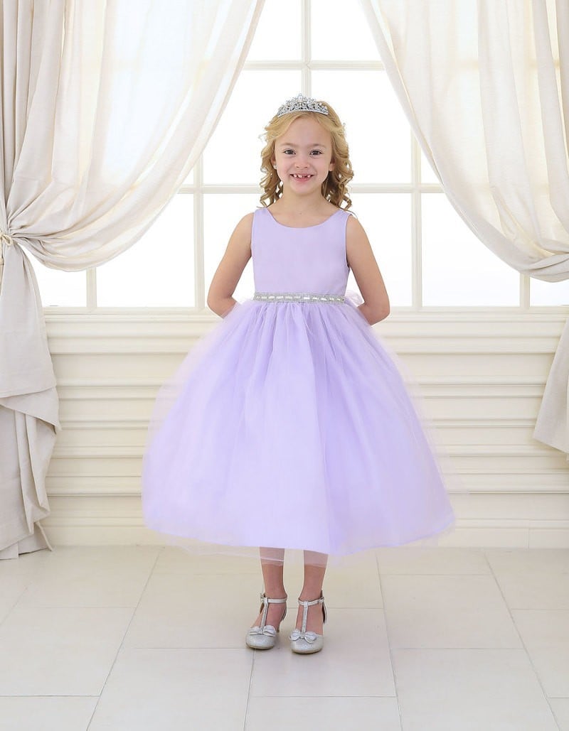 Calla Collection D-754 formalwear featuring a fabric sash at the waist