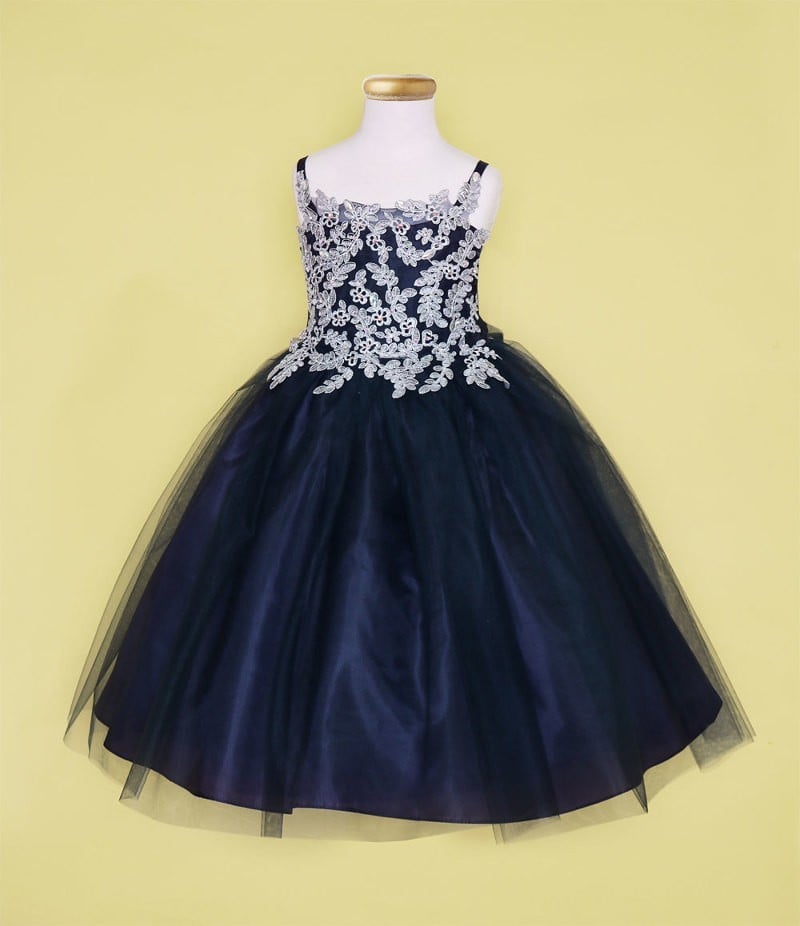 Calla Collection D-778-Big big girl flower girl dress featuring a built-in crinoline netting layer