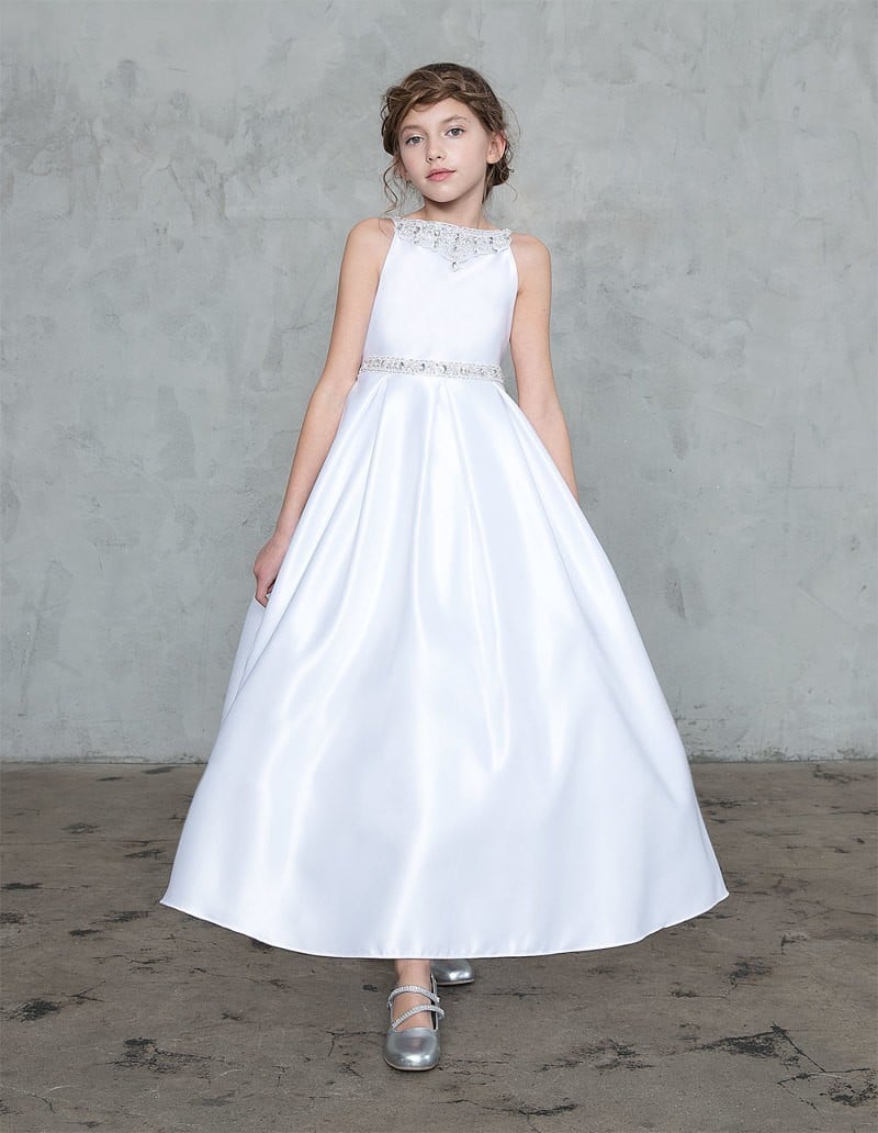 Calla Collection D-786 Big Girls Satin Communion Gown