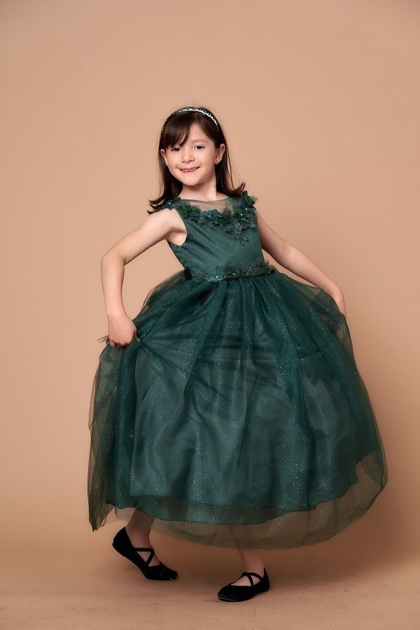 Voluminous tea-length ball gown skirt crafted from multiple flowing layers of premium delicate tulle on D-816.