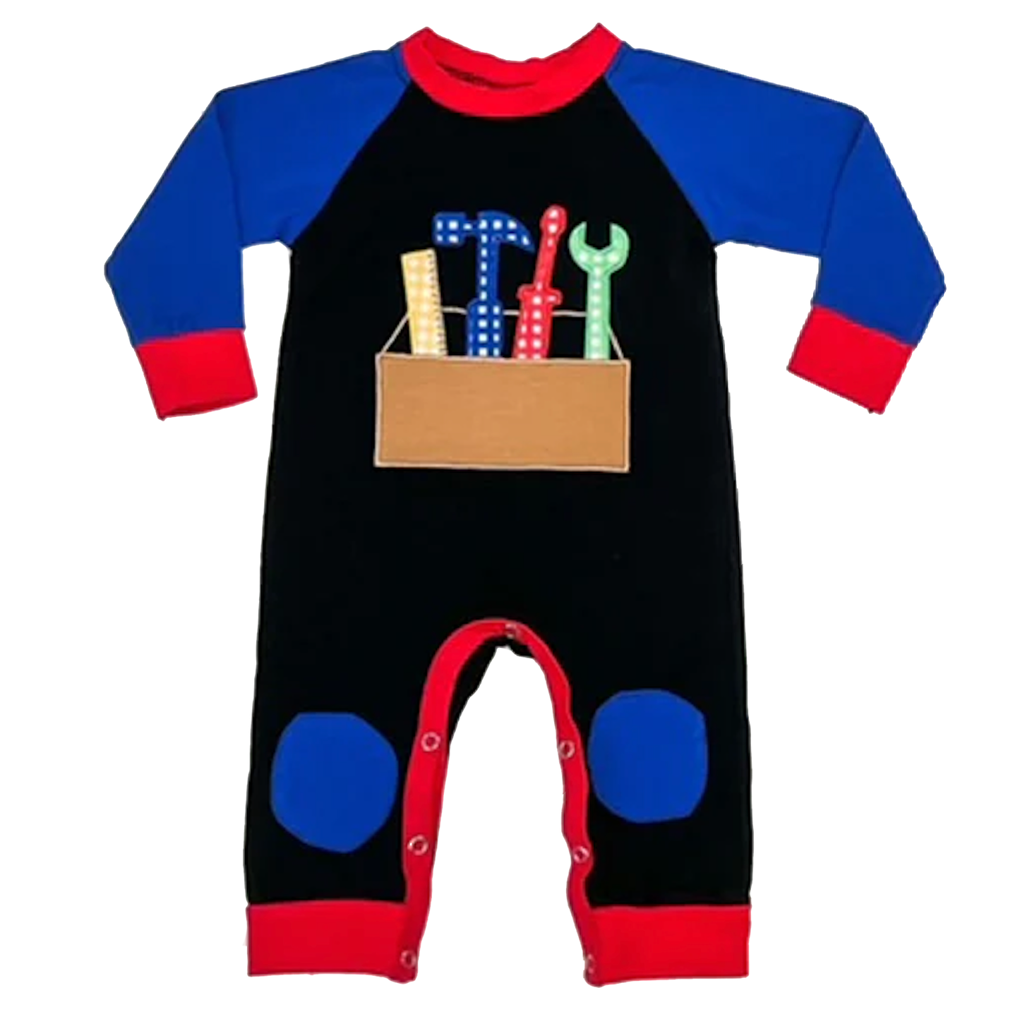 Baby Boys Blue Cotton Long Sleeve Tool Box Romper