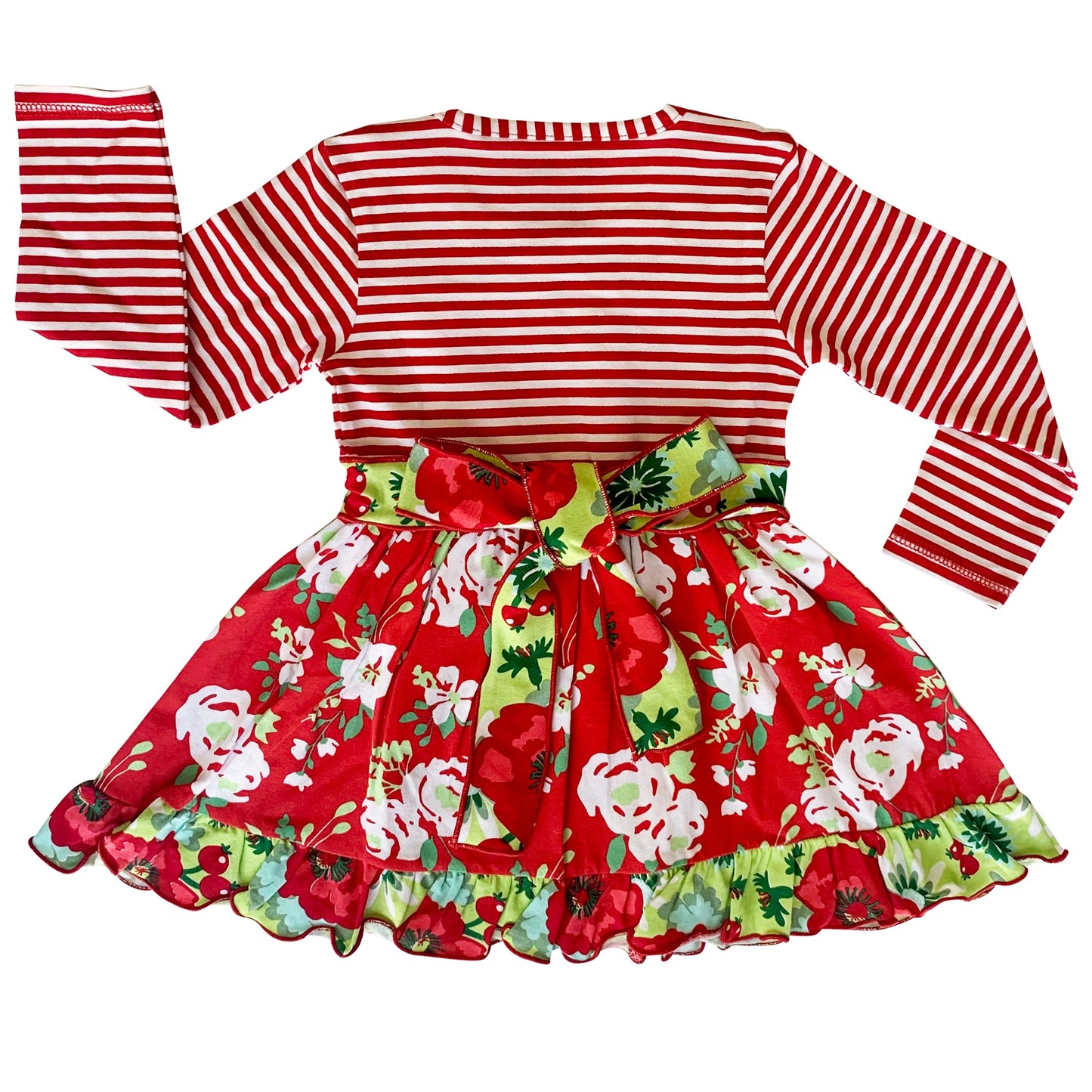 AnnLoren Little & Big Girls Boutique Red Christmas Floral Holiday Dress Legging Set