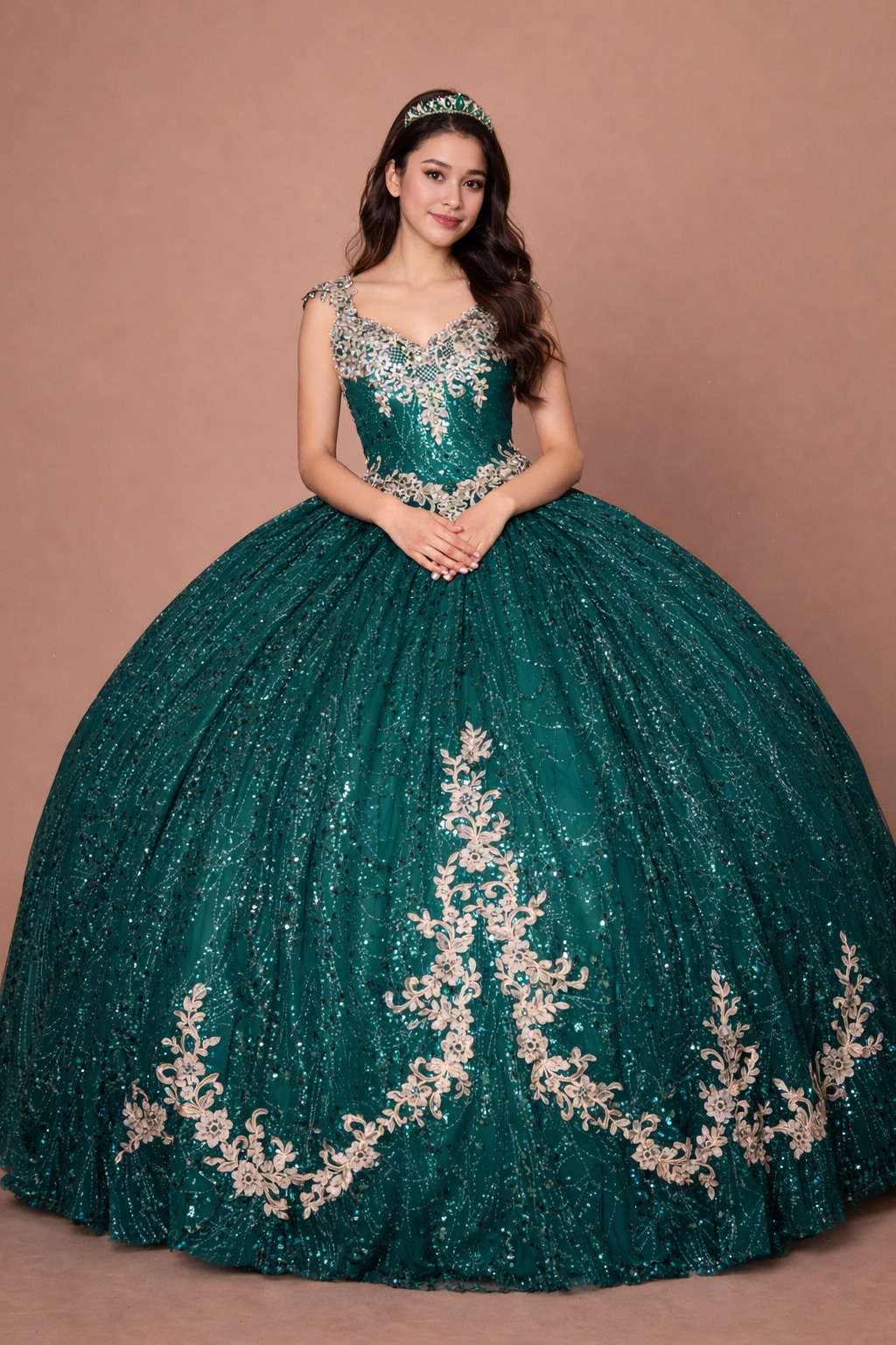 Calla Collection KY-73309 girls formal dress showcasing a structured scoop neckline and sleeveless mesh overlay bodice layout
