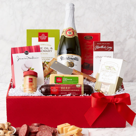 Holiday Gourmet gift basket with assorted gourmet snacks and treats from GreatArrivals/WineCountry, perfect for festive gifting.