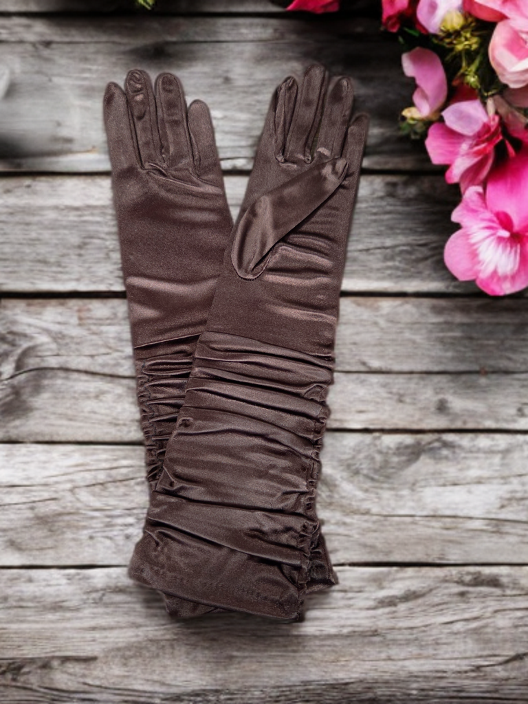 Brown Calla Collection GL-479 gloves, stylish accessory with textured fabric, designed for comfort and fashion appeal.