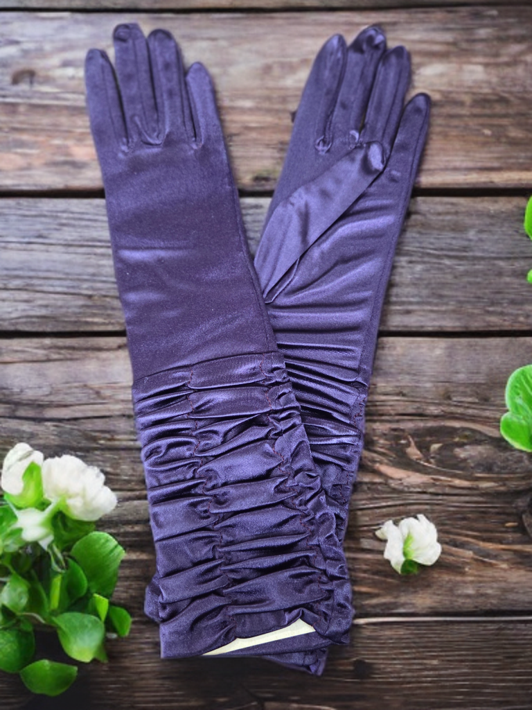 Calla Collection GL-479 gloves with eggplant purple color, showcasing soft fabric and stylish accessory design.