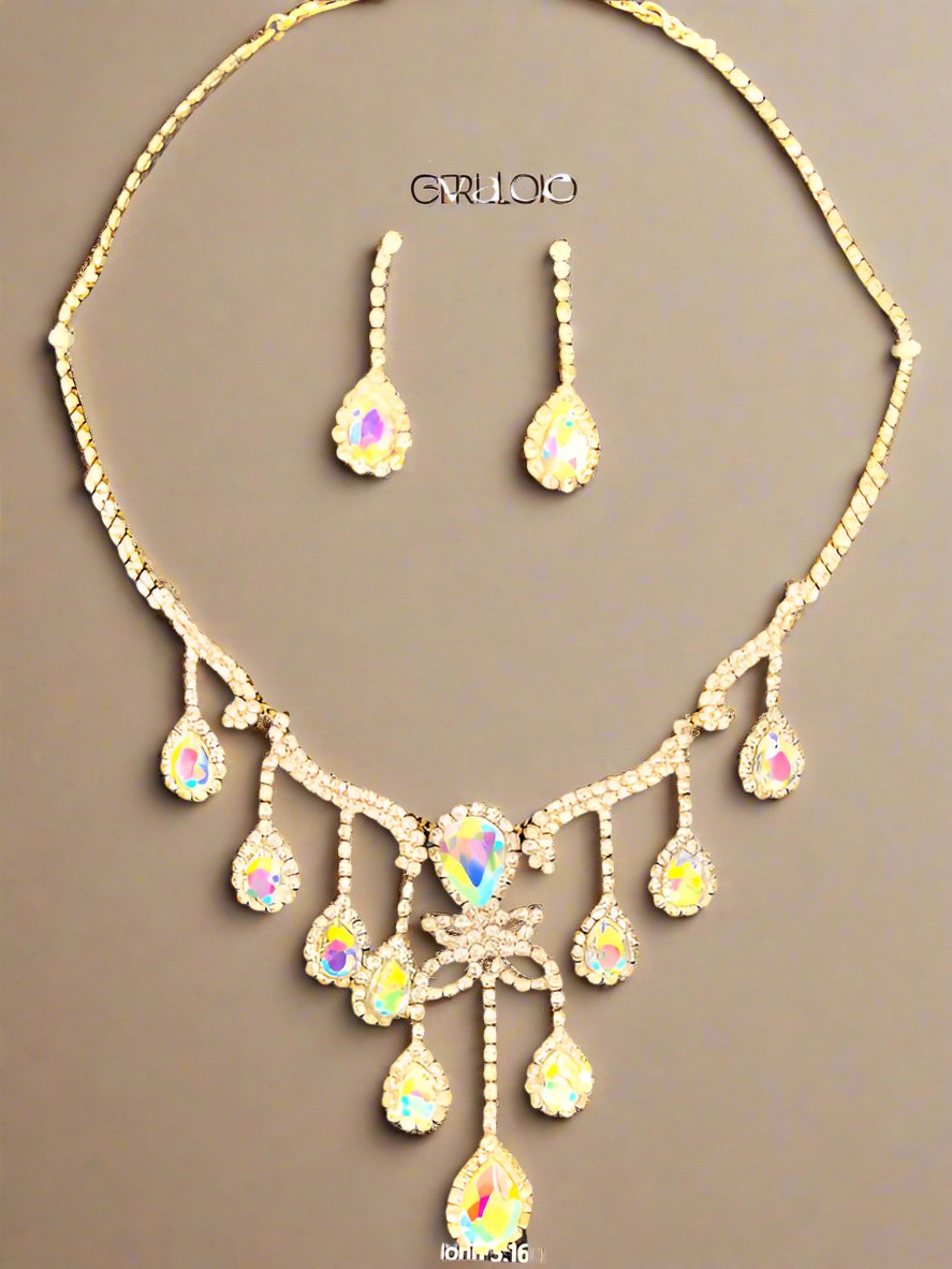 Calla Collection TR-22136 Sparkling Sophisticated Rhinestone Necklace Set