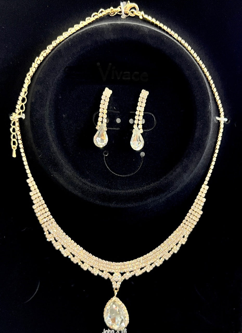 Calla Collection TR-20259 Glamorous Shimmering Rhinestone Necklace Set