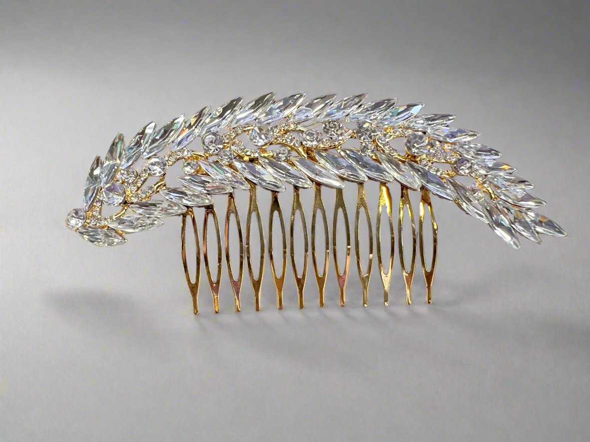 Calla Collection Hair Comb TR-40999 Handcrafted Luxury Cubic Zirconia CZ Hair Comb