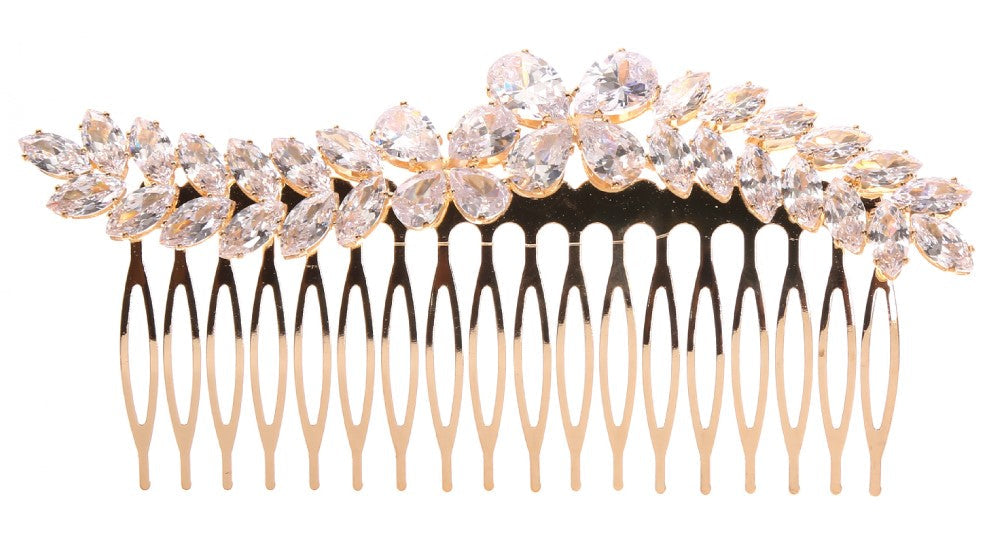 Calla Collection Hair Comb TR-41277 Glamorous Statement Cubic Zirconia CZ Hair Comb
