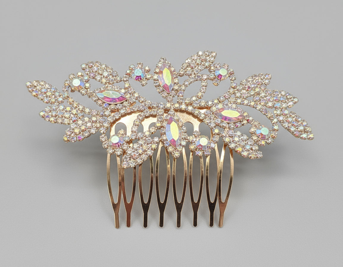 Calla Collection Hair Comb TR-41099 Luxurious Intricate Rhinestone Royal Hair Comb