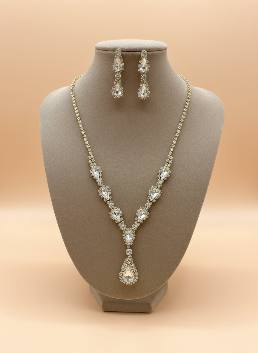 Calla Collection TR-20679 Affordable Bling Rhinestone Necklace & Earring Set
