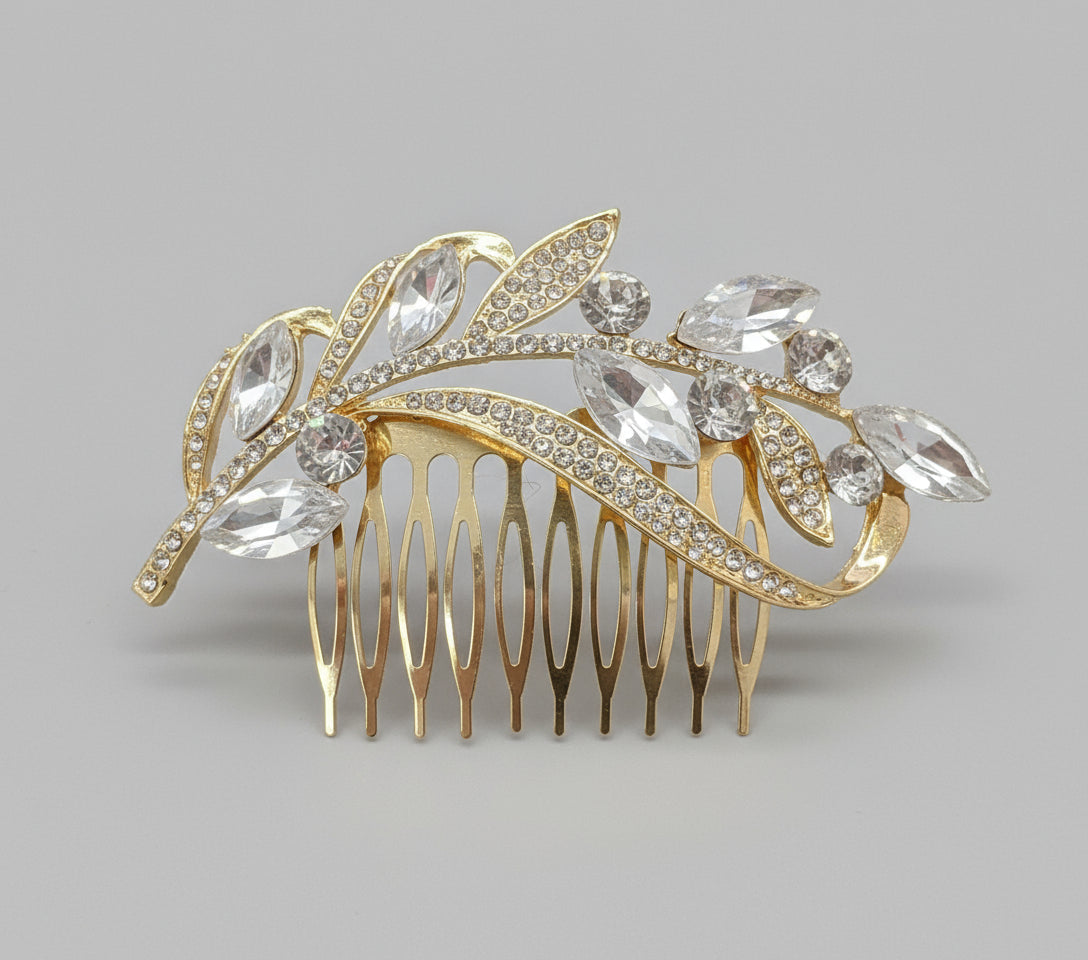Calla Collection Hair Comb TR-40962 Sophisticated Intricate Rhinestone Hair Comb