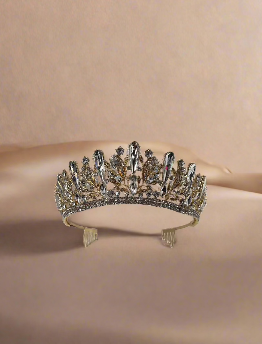 Calla Collection Tiara TR-41314 Shimmering Crystal Formal Crown