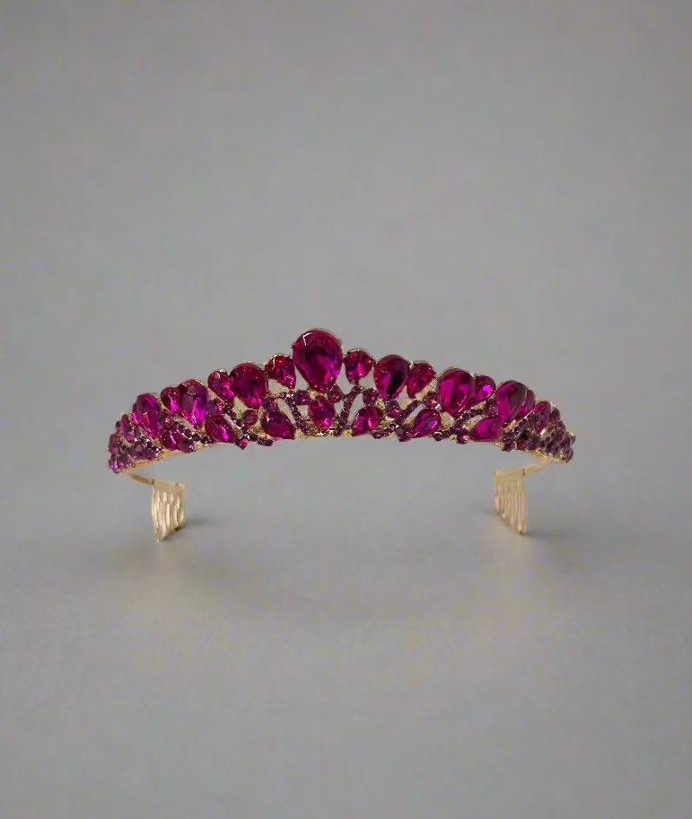Calla Collection Calla Tiara TR-942, small stone crown, professional jewelry piece with elegant design and sparkling accents.