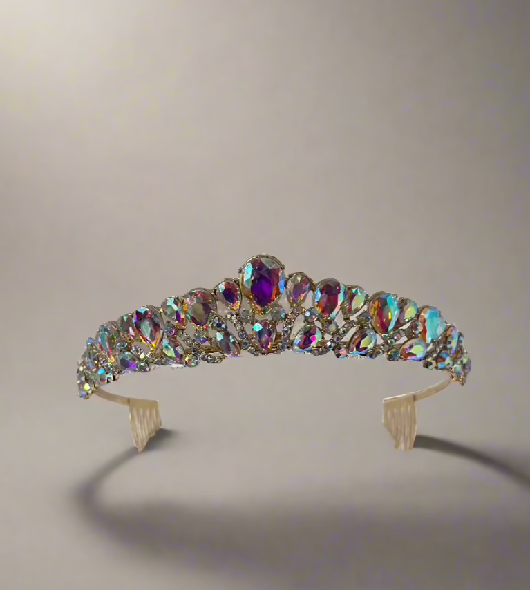 Calla Collection Tiara TR-942 small stone crown, elegant professional jewelry with intricate design and sparkling stones.