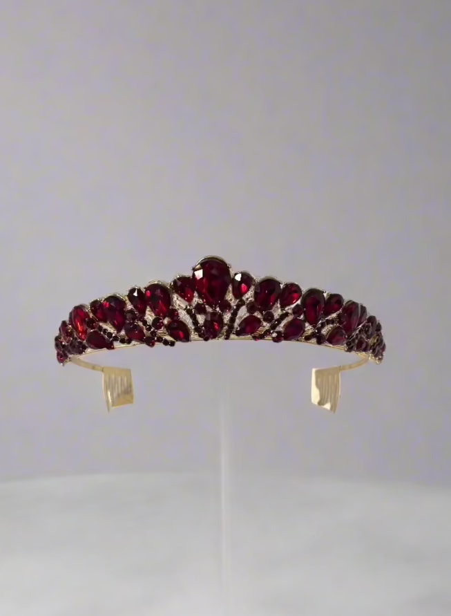 Calla Collection TR-942 small stone crown tiara, professional jewelry with intricate design and sparkling stones, elegant headpiece