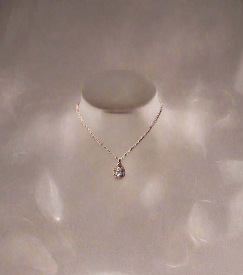 Calla Collection TR-20754 Teardrop Cubic Zirconia Pendant Necklace Set