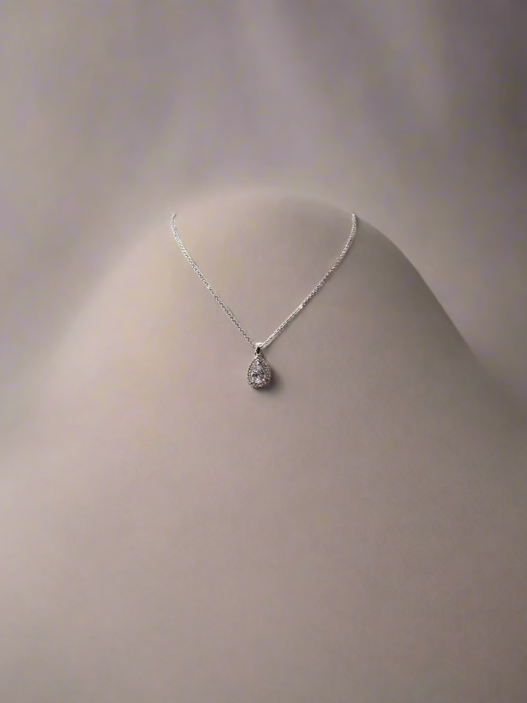 Calla Collection TR-20754 Teardrop Cubic Zirconia Pendant Necklace Set