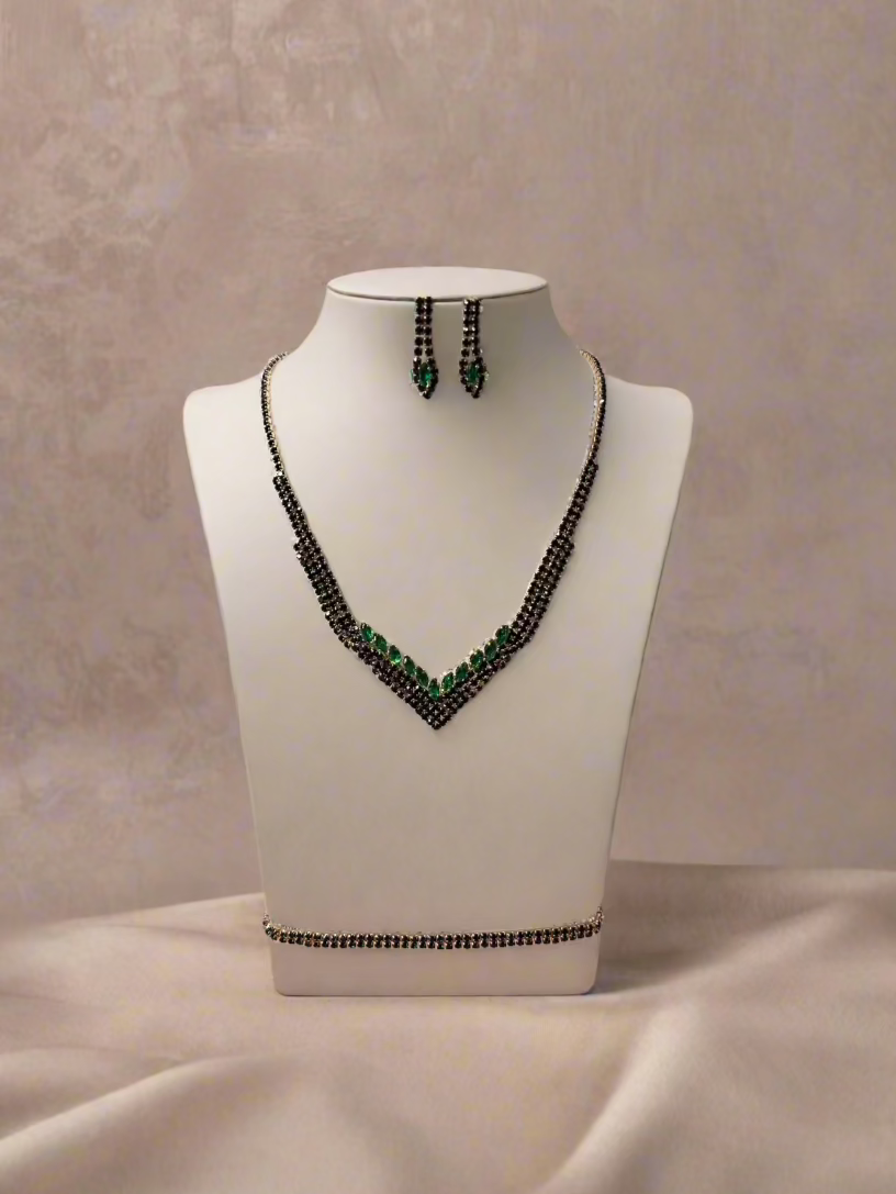 Calla Collection TR-015 Timeless Rhinestone Necklace, Earring & Bracelet Set