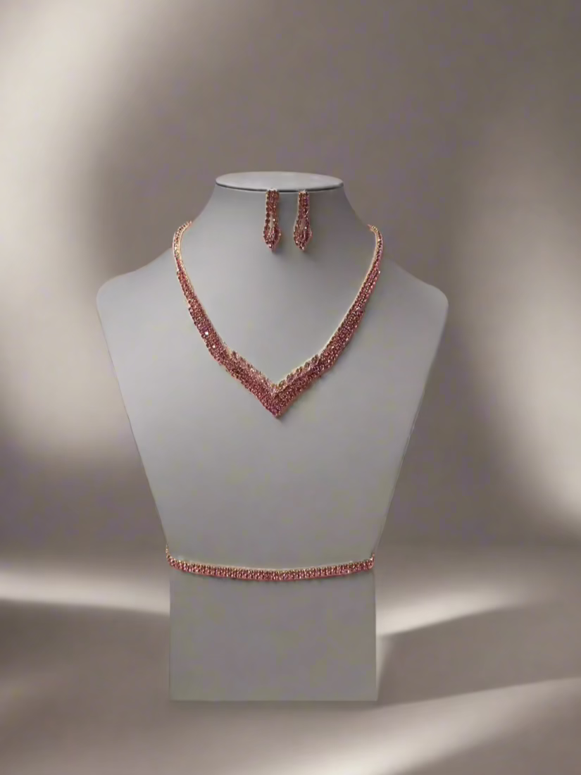 Calla Collection TR-015 Timeless Rhinestone Necklace, Earring & Bracelet Set