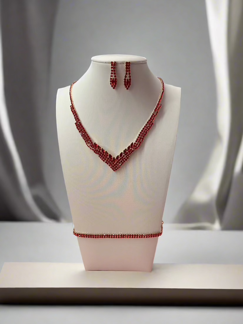 Calla Collection TR-015 Timeless Rhinestone Necklace, Earring & Bracelet Set