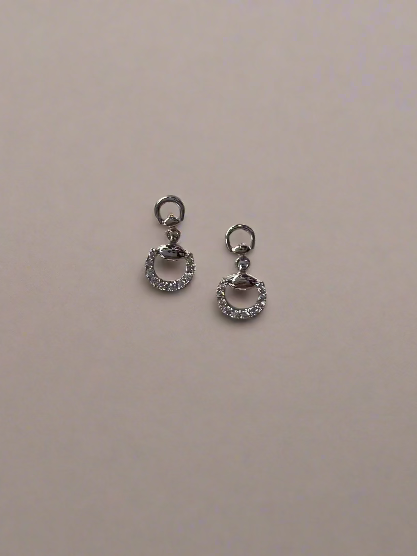Calla Collection TR-111 earrings featuring elegant, gold-tone dangle design with intricate detailing on a white background.