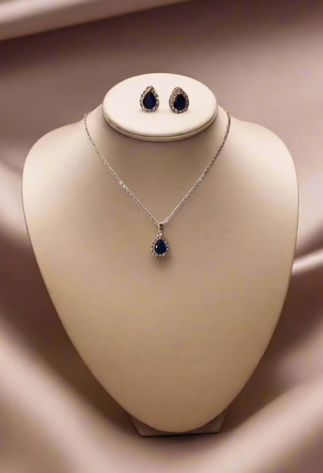 Calla Collection TR-22287 Luxury Teardrop Cubic Zirconia Necklace Set