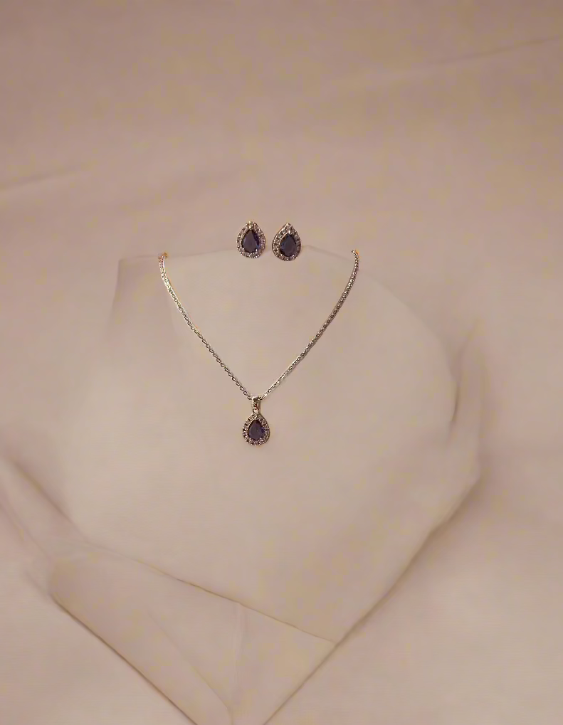 Calla Collection TR-22287 Luxury Teardrop Cubic Zirconia Necklace Set