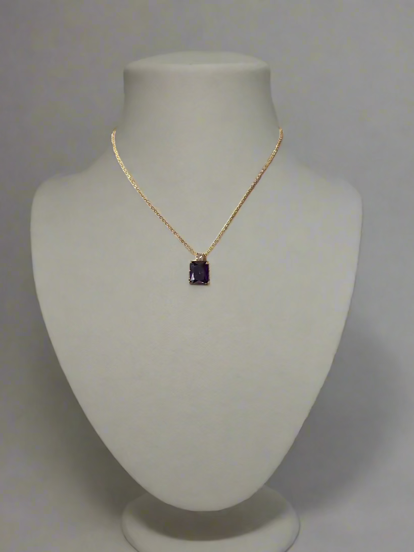 Calla Collection TR-22243 Unique Square Stone Pendant Necklace Set