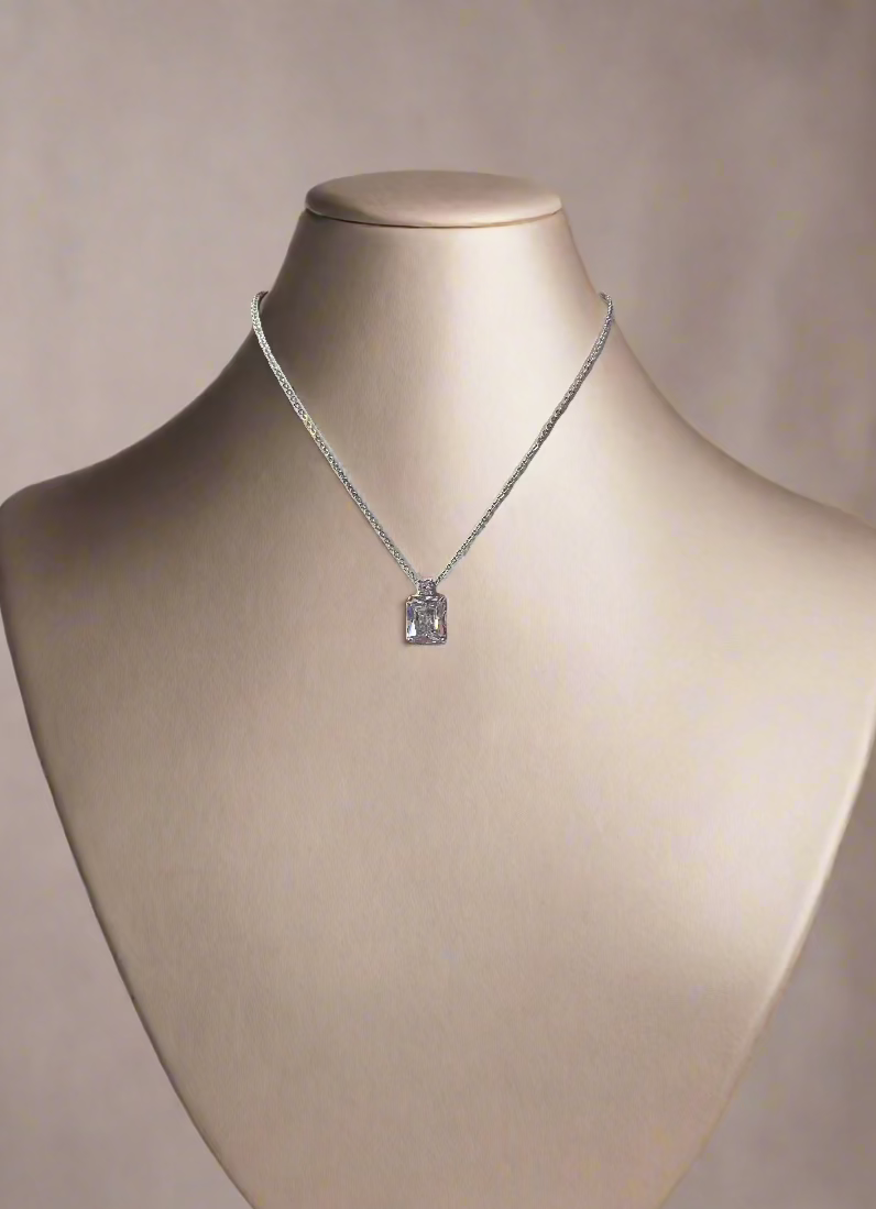 Calla Collection TR-22243 Unique Square Stone Pendant Necklace Set