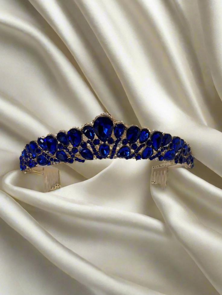 Calla Collection Tiara TR-942 small stone crown with intricate metalwork, suitable for formal occasions or special events.