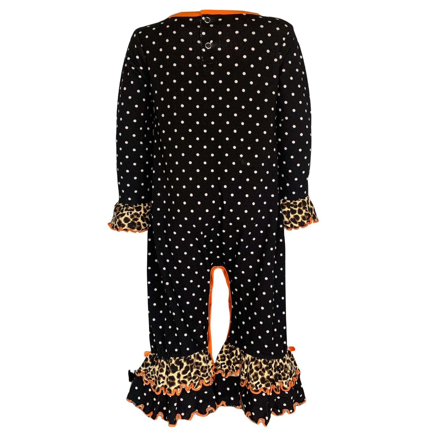 AnnLoren Baby Girls Orange pumpkin Jack O Lantern Halloween Romper
