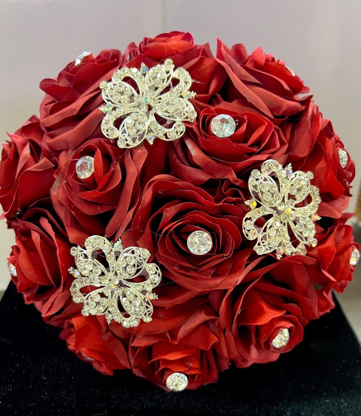 Premium fabric floral details and high end boutique craftsmanship on the downsized Calla Collection KIDS BOUQUET.