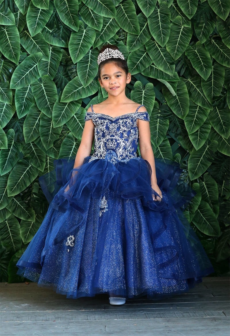 Calla Collection KY-223 classic girls formal gown with premium beaded lace elements