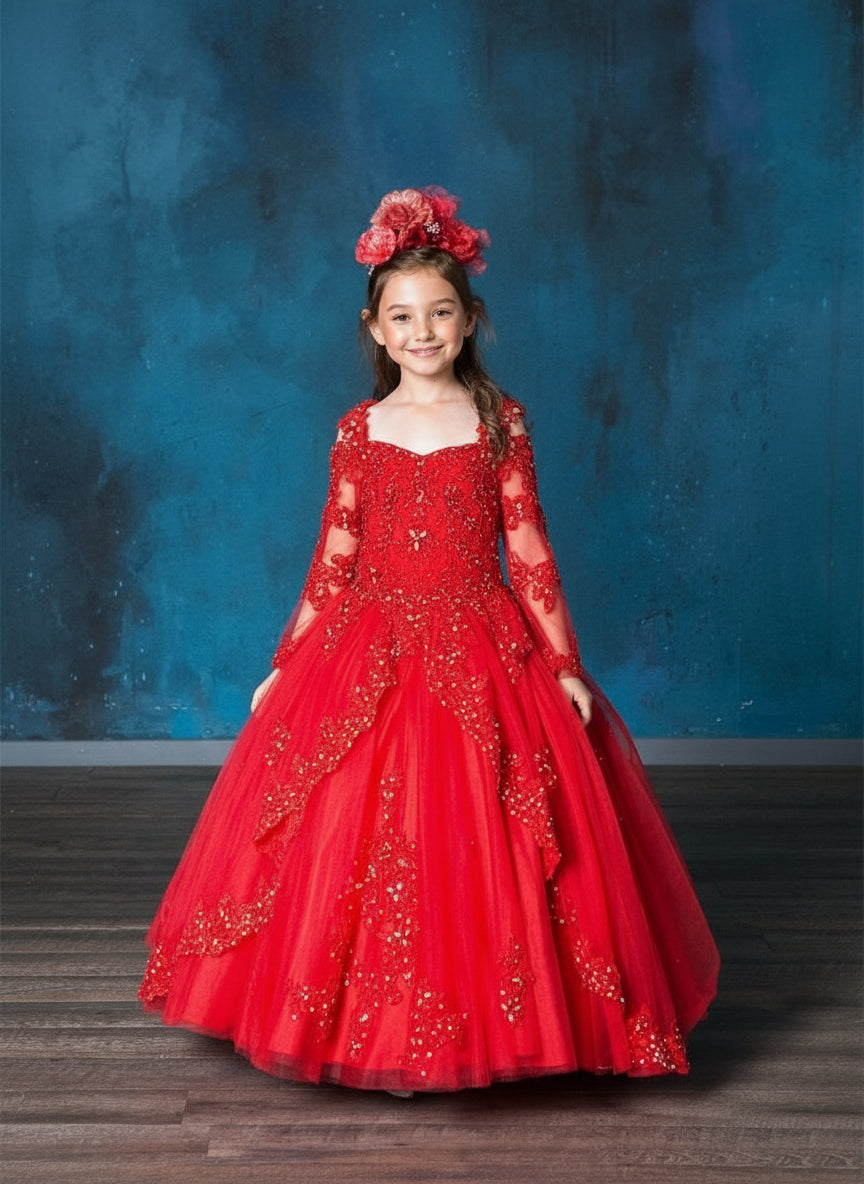 Calla Collection KY-229 mini Quinceañera ball gown featuring an off-the-shoulder neckline with secure shoulder straps