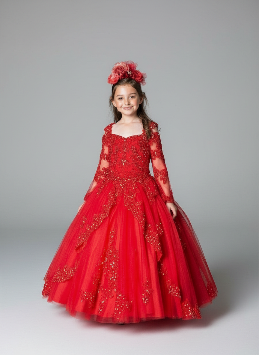 Voluminous floor-length ball gown skirt built from dramatic cascading tiers of premium tulle on Calla Collection KY-229