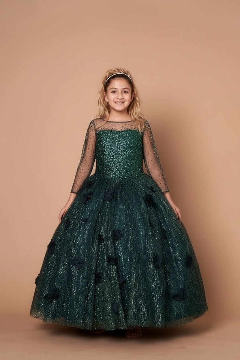 Spectacular floor-length A-line skirt meticulously crafted from cascading flowing layers of premium tulle fabric on Calla Collection KY-231