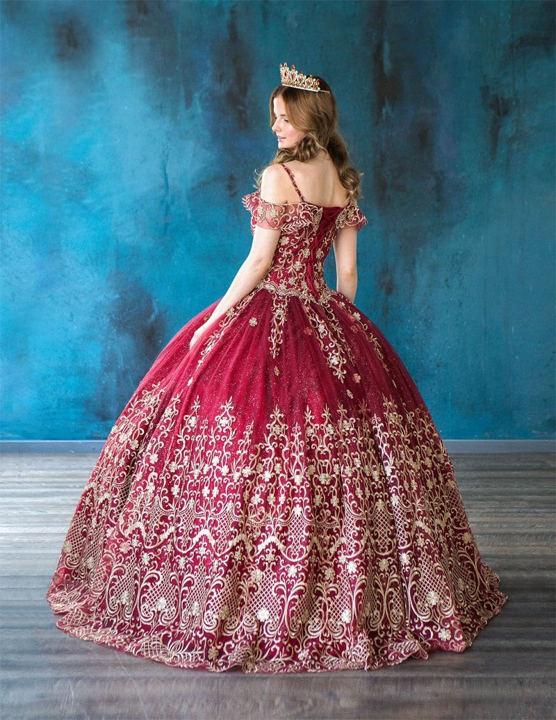 Calla Collection KY-75110 formal gown featuring adjustable lace-up corset backing and open back design