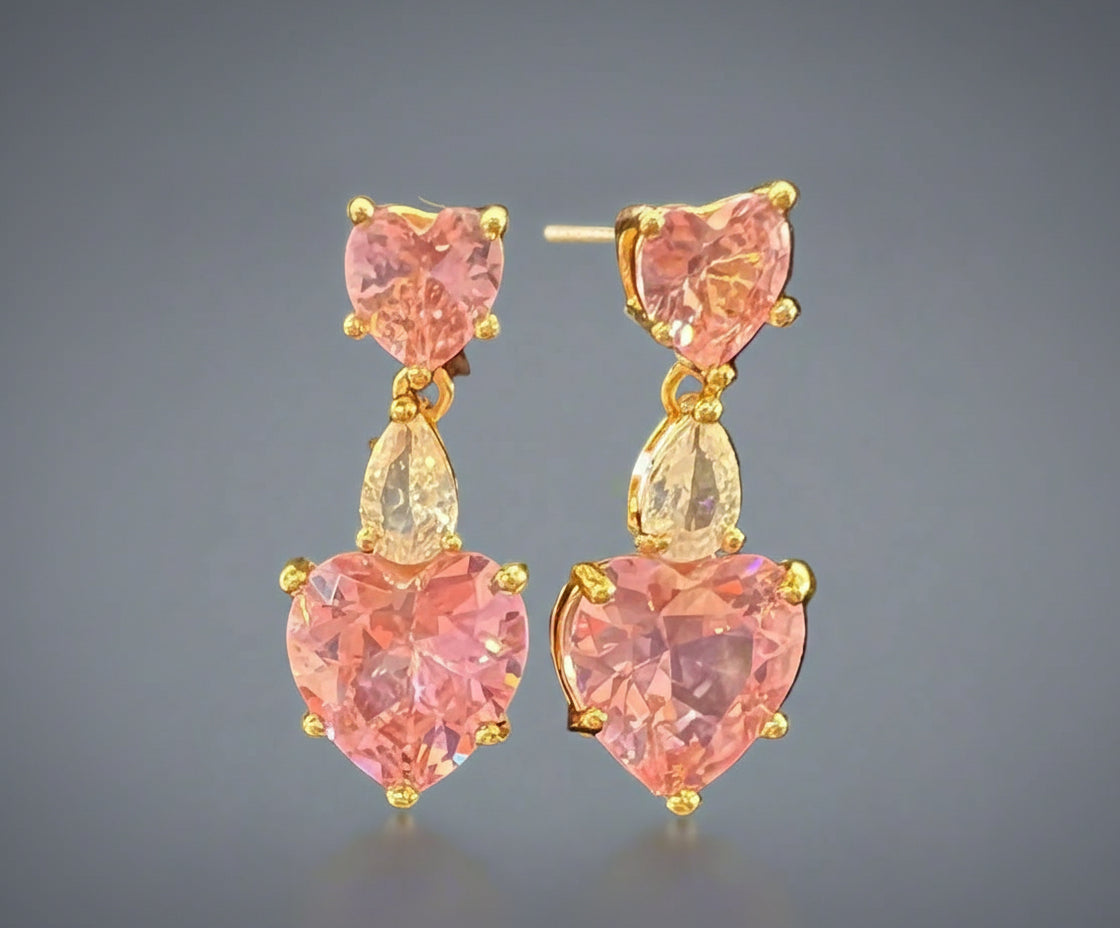 Calla Collection Earrings TR-11068 Elegant Heart-Shaped Dangle Earrings
