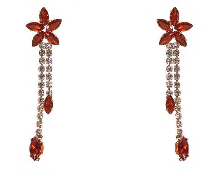 Red Calla Collection earrings featuring delicate flower dangle design, perfect for formal occasions