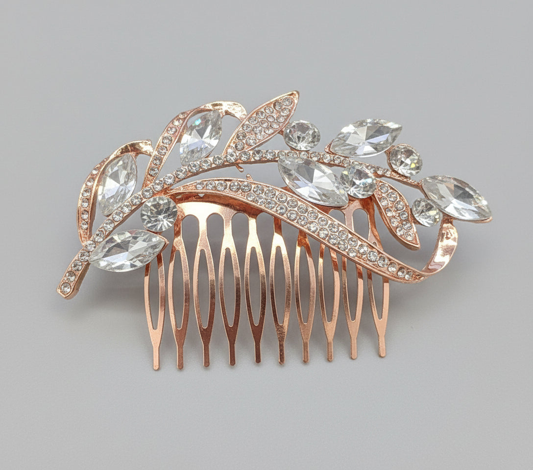 Calla Collection Hair Comb TR-40962 Sophisticated Intricate Rhinestone Hair Comb