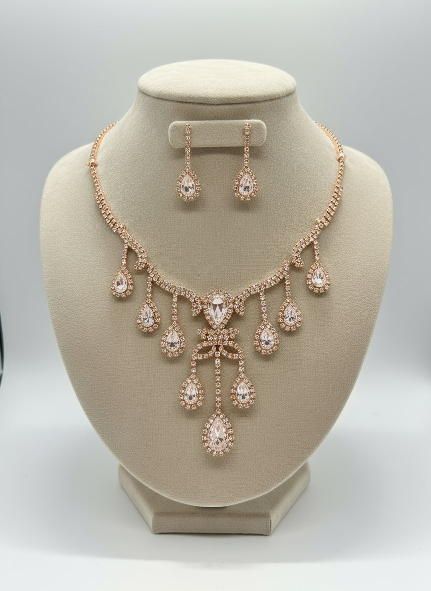 Calla Collection TR-22136 Sparkling Sophisticated Rhinestone Necklace Set