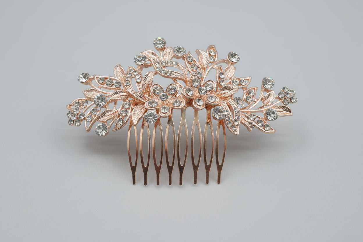 Calla Collection Hair Comb TR-40880 Secure Grip Glamour Rhinestone Hair Comb