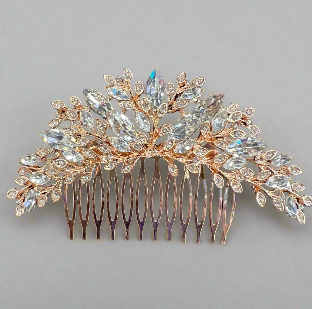 Calla Collection Hair Comb TR-41014 Secure Grip Top-Quality Rhinestone Hair Comb