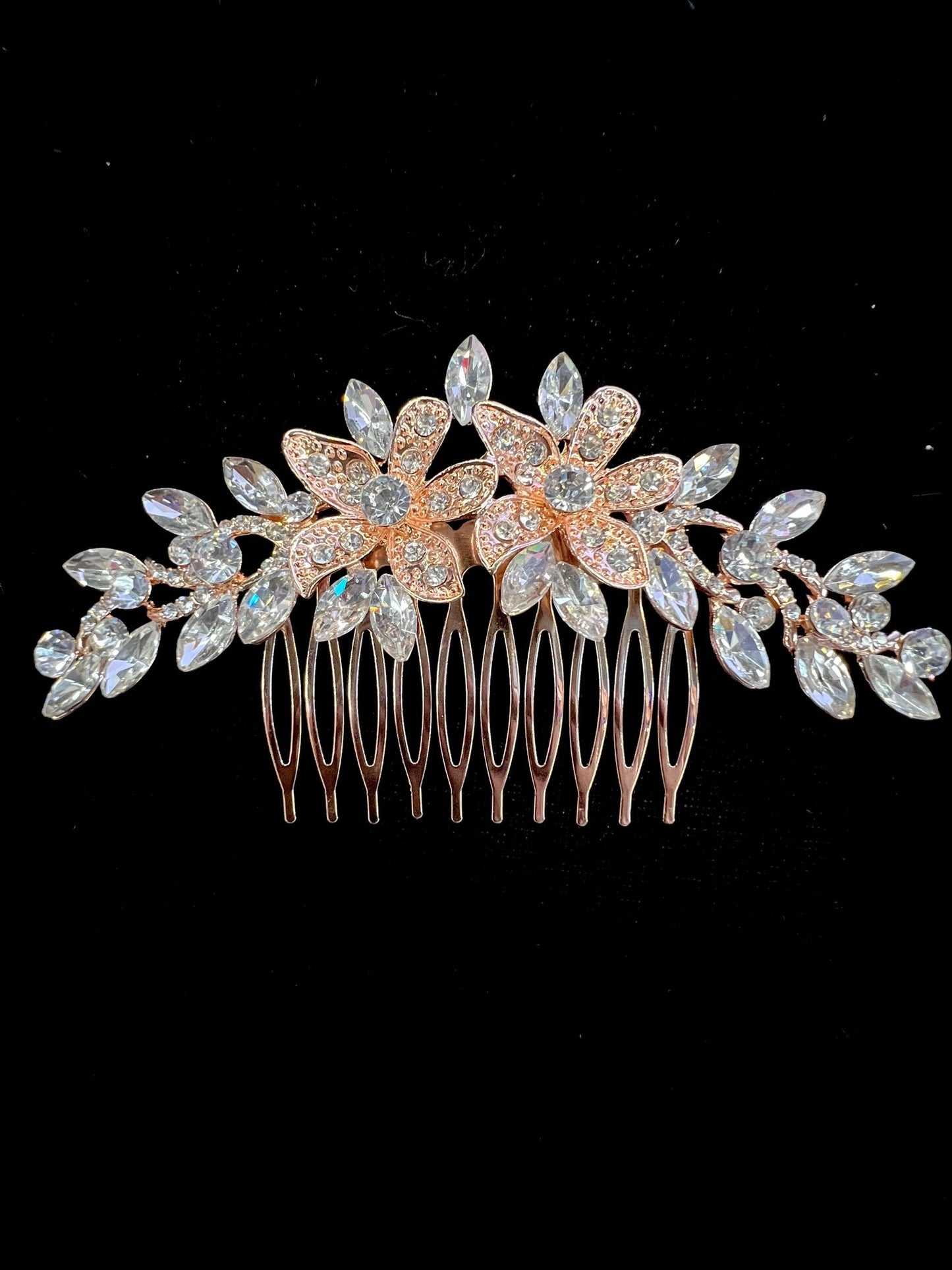 Calla Collection Hair Comb TR-41023 Intricate Cubic Zirconia CZ Flower Hair Comb