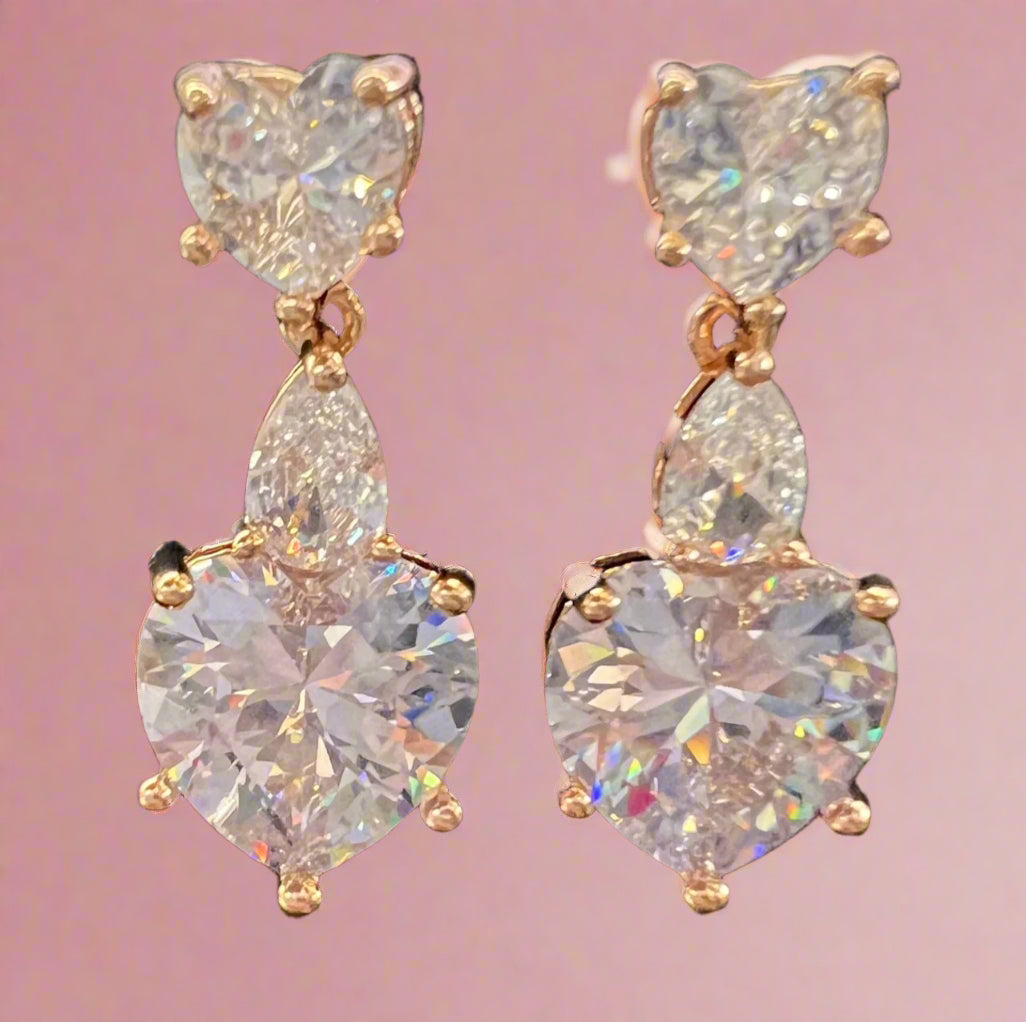 Calla Collection Earrings TR-11068 Elegant Heart-Shaped Dangle Earrings