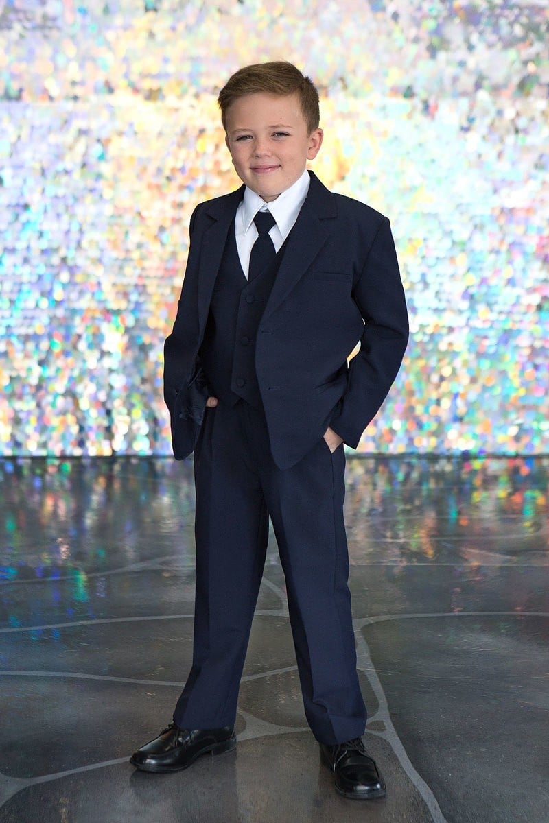 Calla Collection S-5005 boys first holy communion suit ensemble with clean lines