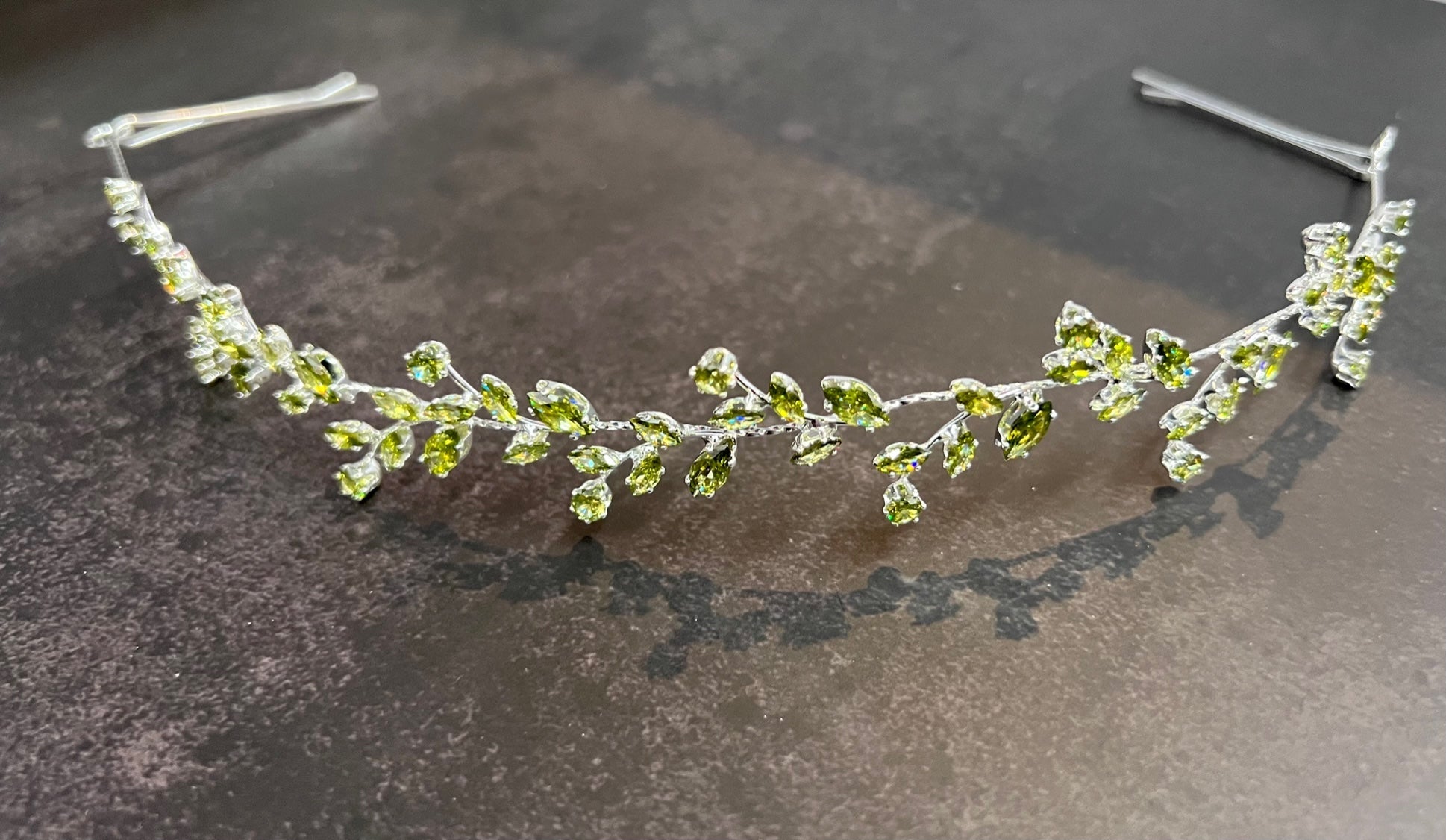 Calla Collection Sage hair wrap showing secure fit and stylish design, made from innovative jewelry material for hair accessories.
