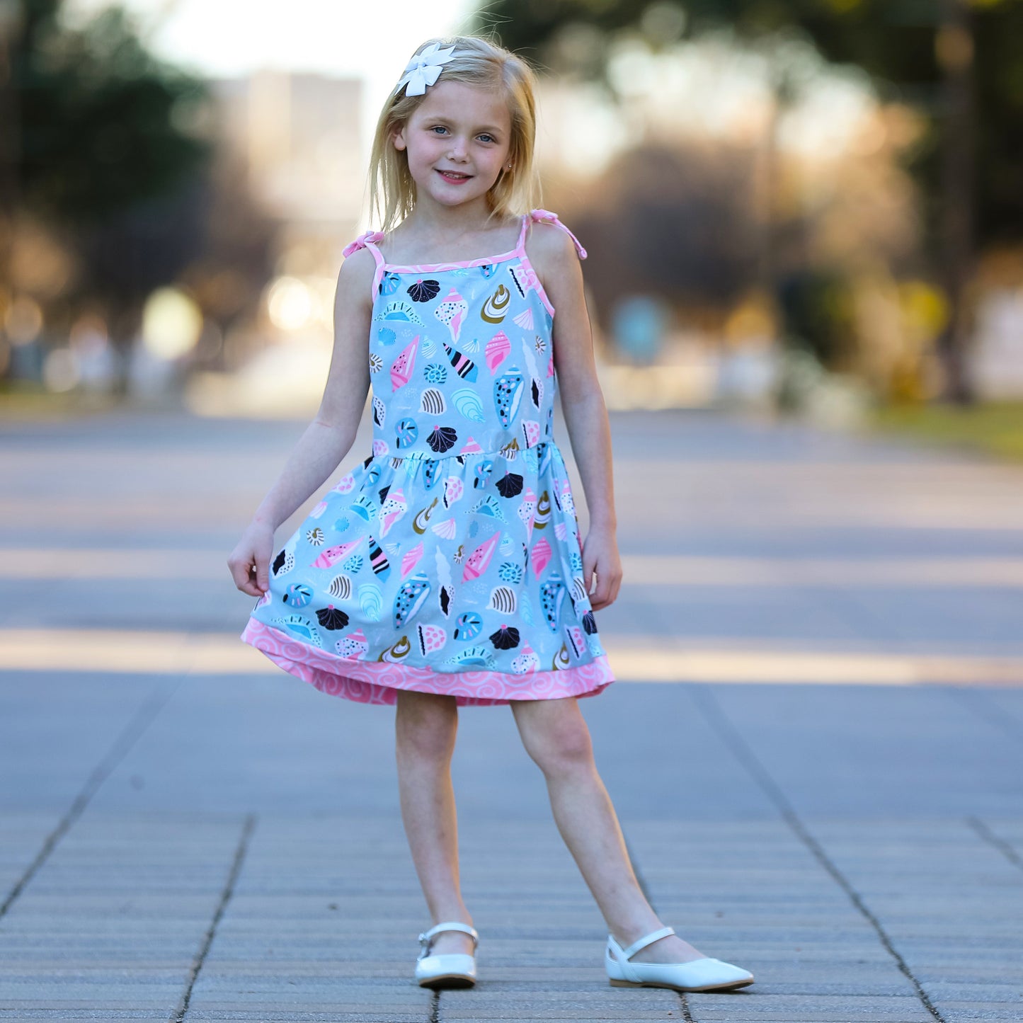 AnnLoren Little & Big Girls Seashells Spaghetti Straps Cotton Knit Summer Beach Dress